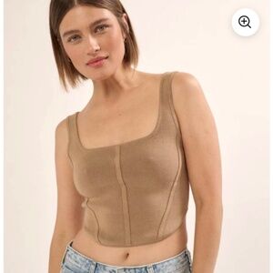 NWOT Square Neck Rib-Knit Corset Top